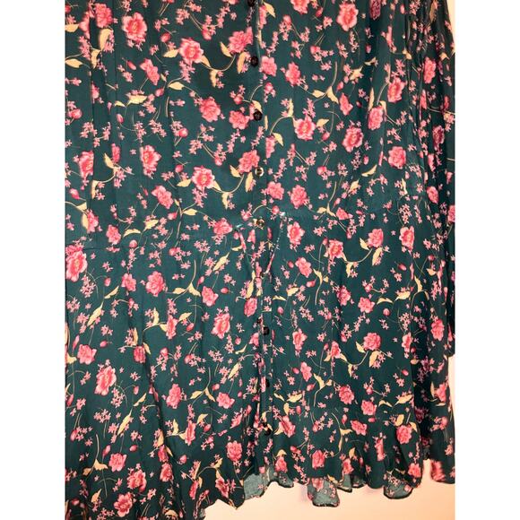 Free People Flower Fields Floral Button Front Ruffle Mini Dress Size Small - Picture 5 of 11
